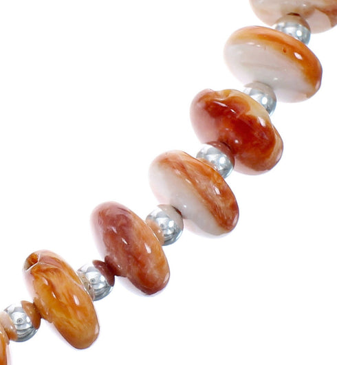 American Indian Sterling Silver Oyster Shell Bead Necklace JX121460